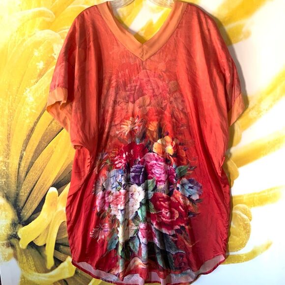 MULBERRY SILK Stretch Tunic (Sz XL) - Picture 1 of 8